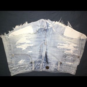 High Rise Destroyed Denim Shorts